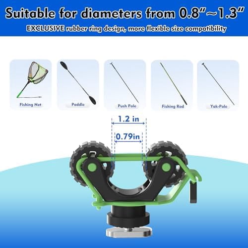 1005 2 PCS Kayak Paddle Holder Track Mount Accessories, Compact Space-Saving Rail Rack with Rubber Rollers, Tool-Free Install & Quick Remove, Compatible with Most Kayak Tracks