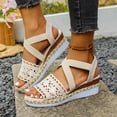 thumbnail image 6 of Eltusu Women Espadrilles Wedge Sandals, Summer Open Toe No Slip Ankle Strap Platform Shoes 36 Size 5.5, 6 of 9