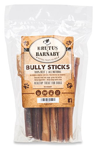 All Natural Dog Treat by This Low Odor Pizzle is Safe for Your Dog and is a Long Lasting Healthy Dog Treat 12Pack Hormone Free Brutus & Barnaby Bully Sticks 6-Inch Premium Grass Fed, 