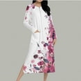 thumbnail image 3 of Women Fleece Zip Robe Long Sleeve Flannel Nightgown Warm Plush Sleepwear Floral Print Loungewear Winter Dress, 3 of 8