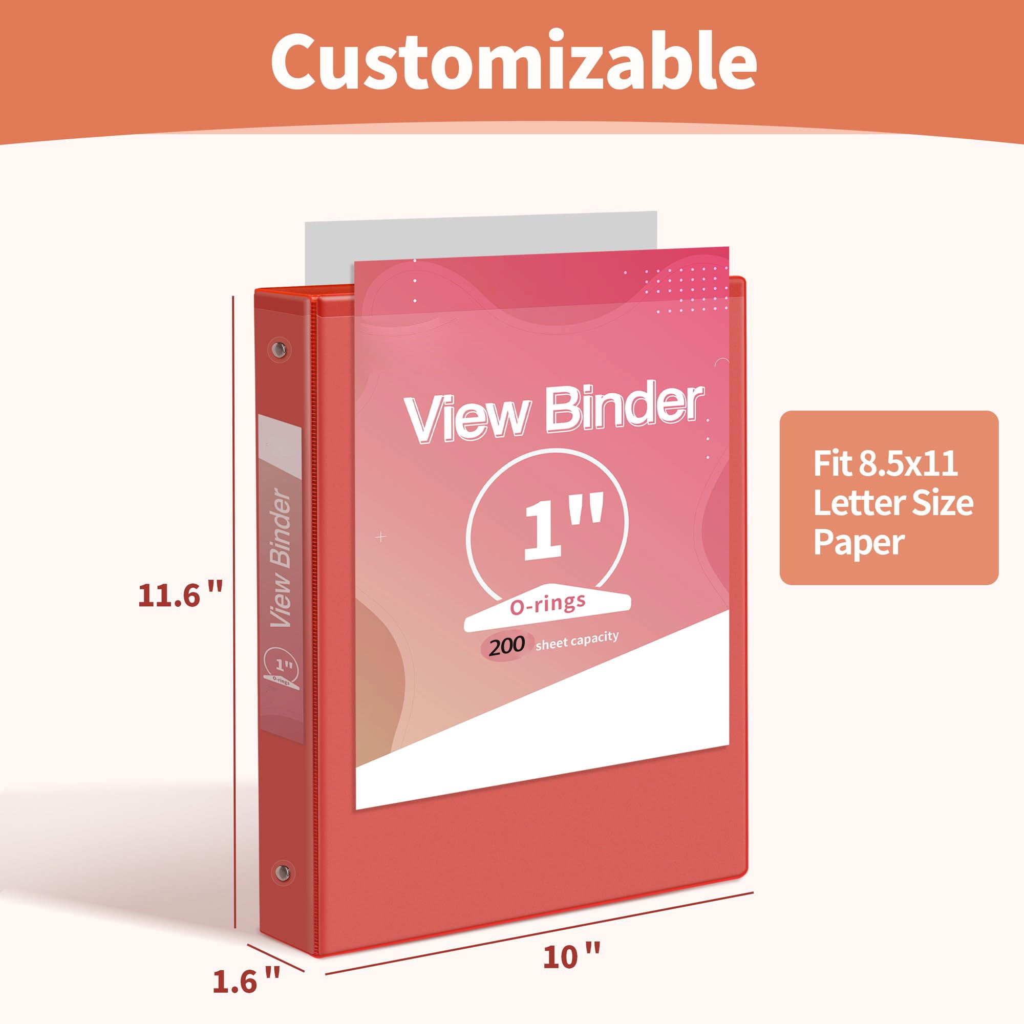 1 inch 3 Ring Binder Notebook Binders Holds 200 Sheets of Letter Size School Paper Organizer with Pockets 6 Pack PVC-Free Assorted Pastel Colors View