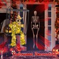 thumbnail image 1 of Fantasma colgante de Halloween en jaula Prop luz intermitente sonido esqueleto eléctrico juguete, 1 of 3