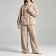 thumbnail image 3 of NominalSnug Flannel Pajamas for Women Sets Full Zip up Fuzzy Fleece Cardigans Wide Legh Pants Winter Thicken Warm Lounge Sleepwear 2 Piece, 3 of 4