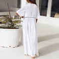 thumbnail image 4 of Lilgiuy Women Solid Chiffon Beach Kimono Long Cardigan Shawl Short Sleeve Hollow Out Lace Loose Cover Up(White,6) Fall for 2022 Spring Winter, 4 of 5