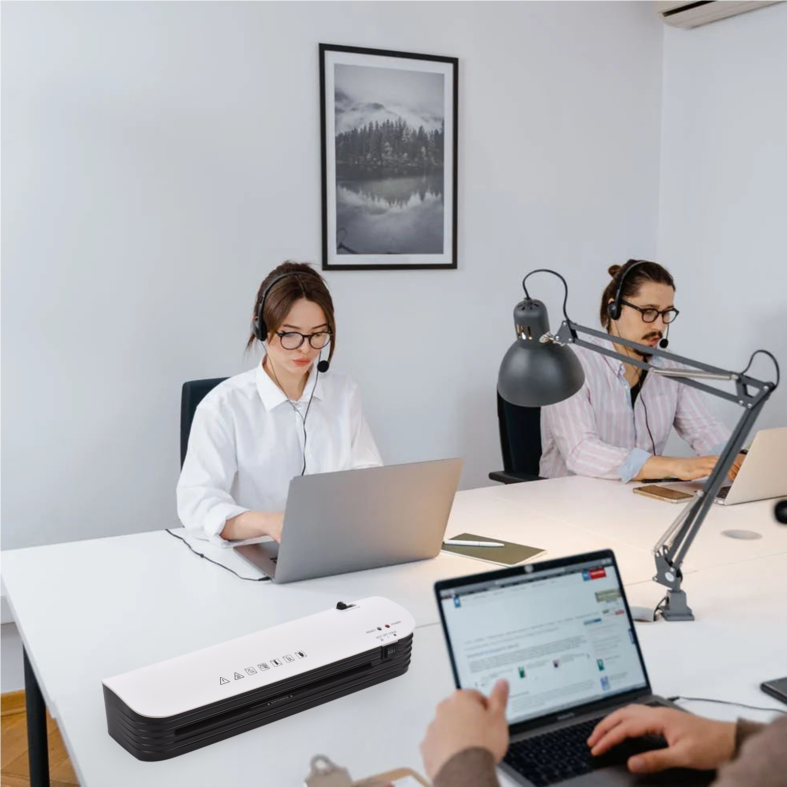 BIMZUC A4 Desktop Thermal Laminator Machine with Built-in Paper Cutter and Corner Rounder, Fast 3-Minute Warm-up Portable Photo Document Laminating Machine for Home Office School, 15 Pouches Included