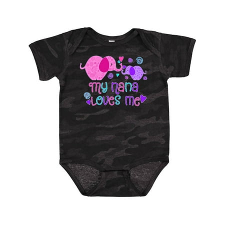 

Inktastic My Nana Loves Me- cute elephants Gift Baby Boy or Baby Girl Bodysuit