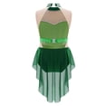 thumbnail image 2 of YiZYiF Girls Sparkly Figure Skating Dress Mesh Skirt Ballet Leotard Lyrical Dance Clothes Dark Green 14, 2 of 6