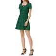 thumbnail image 5 of INSPIRE CHIC Women's Printed Square Neck Short Sleeve A-Line Prom Dress S Dark Green-Stars, 5 of 8