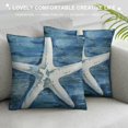 thumbnail image 3 of Creowell Summer Starfish Throw Pillow Covers Nautical Coastal Beach Ocean Themed Pillow Cases Vintage Navy Blue Wood Plank Decorative Cushion Cases for Outdoor Couch Patio, 3 of 5