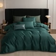 thumbnail image 5 of MooMee Duvet Cover Set King 600-TC 100% Extra Long-Staple Cotton Sateen Silky Smooth Luxury (Forest Green), 5 of 6