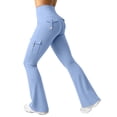 thumbnail image 2 of Lumtrix Women Workout Flare Leggings with Pockets Yoga Pants High Waisted Tummy Control Cargo Leggings Sky Blue M, 2 of 6