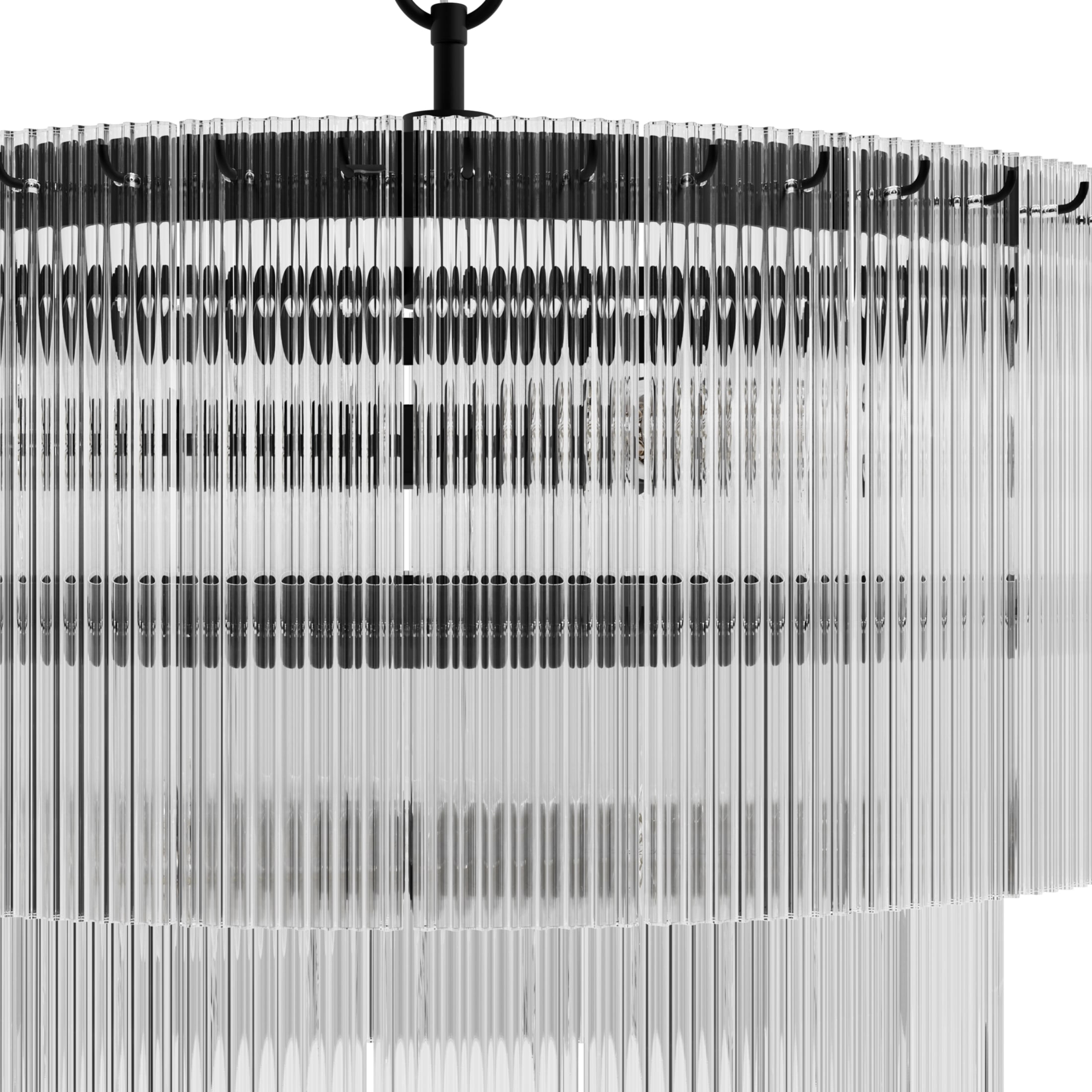 Hunter - Ontario 6-light Matte Black, Large Chandelier, Dimmable, Transitional Style, Cylinder Shaped, for Bedrooms, Dining, Living Rooms - 13143