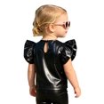 thumbnail image 2 of vastwit Toddler Girls Blouses Metallic Shirts Party Tops Ruffle Short Sleeve Tee Concert T-shirt Black 5T, 2 of 7