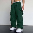 thumbnail image 4 of NOLDARES Men's Casual Cargo Pants Tapered Loose Fit Cuffed Joggers Sweatpants Drawstring Tactical Pants with Multi Pockets(Dark Green,M), 4 of 9