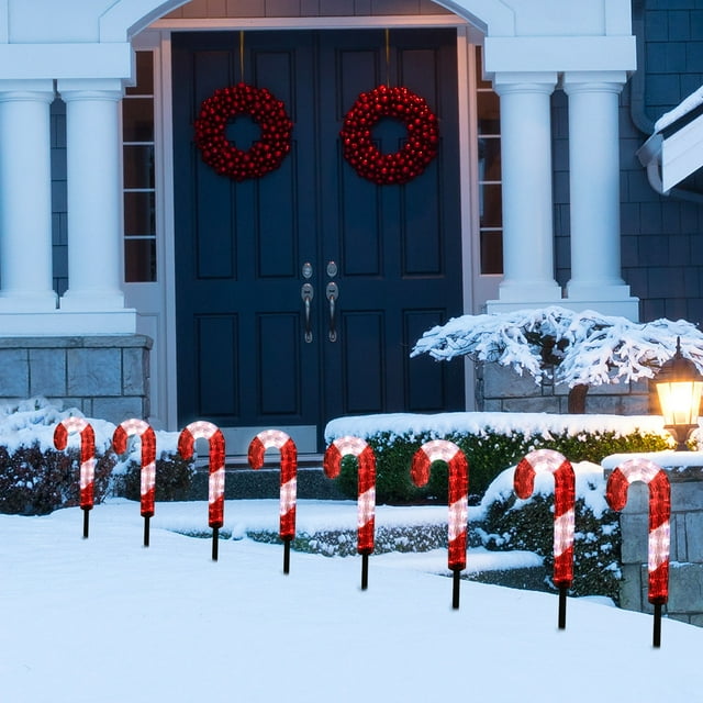 8ct 12" Candy Cane Lawn Stakes with 240 LEDs