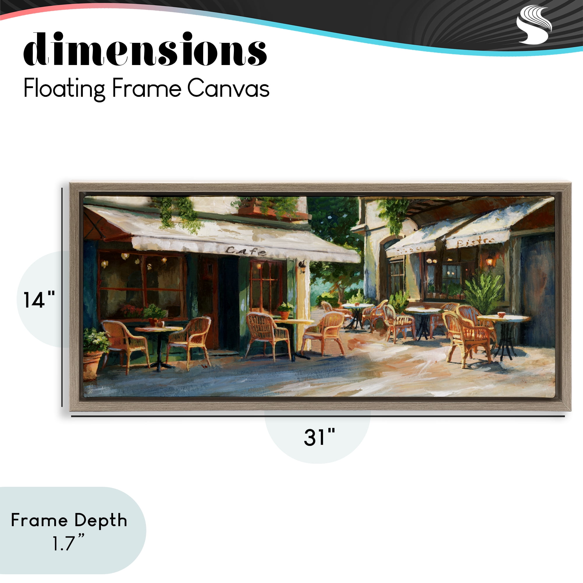 Stupell Industries Sunlit Outdoor Parisian Cafe Brown Framed Floater Canvas Wall Art, design by Nan