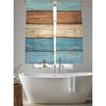 thumbnail image 5 of Farmhouse Light Blue Brown Sheer Curtains 72 Inch Length 2 Panels Set, Vintage Wooden Striped Voile Window Treatment Rod Pocket Curtains Sheers Drapes for Bedroom/Living Room/Kitchen 52"x72"x2, 5 of 7
