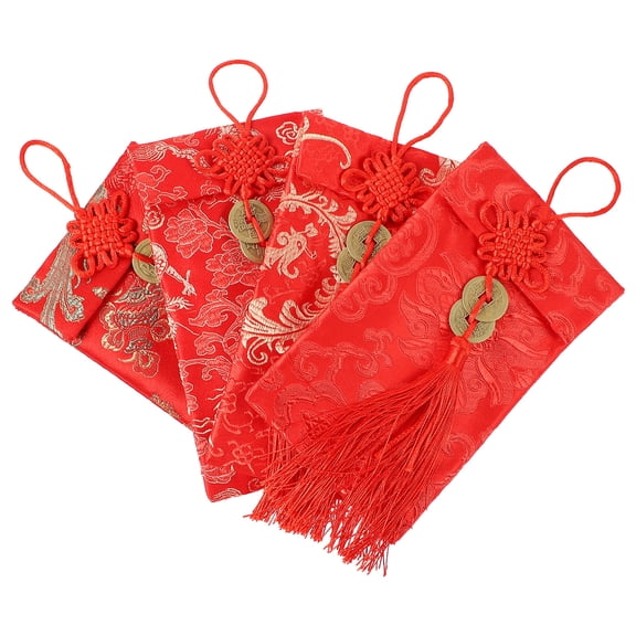 HOMEMAXS 4 Pcs Red Envelope Bag Lucky Money Envelopes Packet Wedding