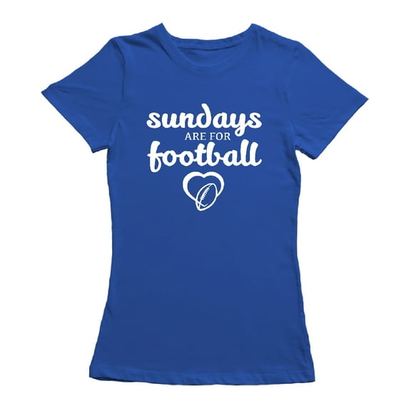Sundays Are For Sports Heart Graphic Women Royal Blue T-Shirt, Female Small
