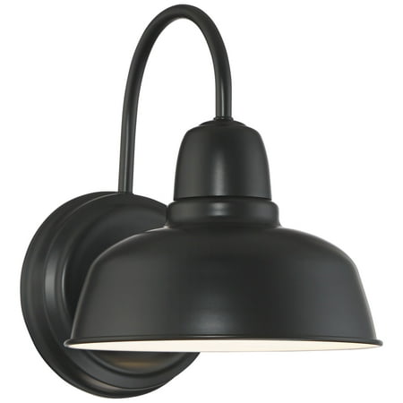 

John Timberland Industrial Rustic Wall Light Sconce Black Metal Hardwired 8 1/2 Fixture Gooseneck Arm for Bedroom Bedside Bathroom Vanity Living Room