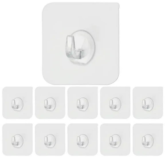 24-Piece Transparent Adhesive Hooks Set – Heavy-Duty, Seamless Stick-On Wall Hangers for Home Organization TIKA