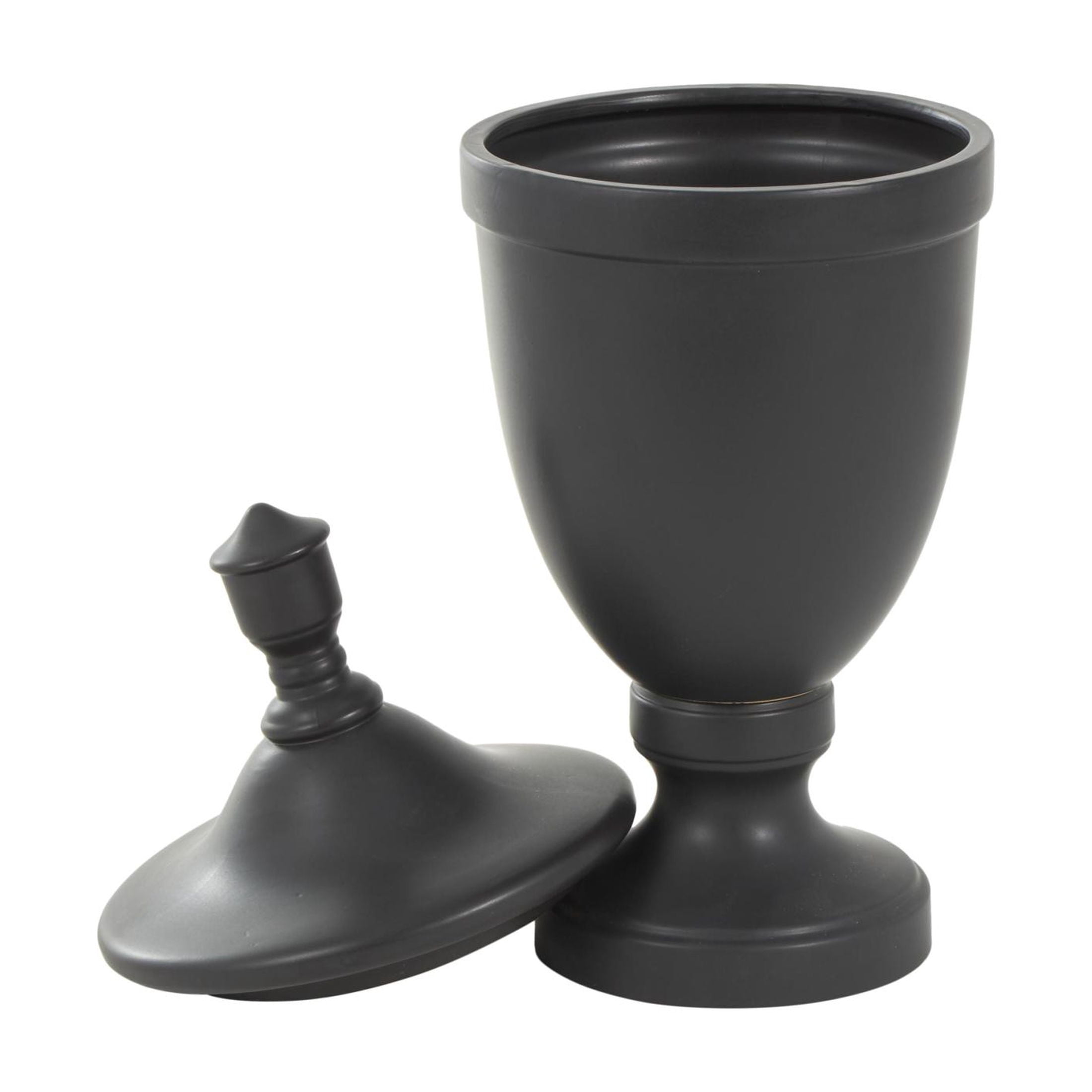 DecMode 10" x 22" Black Ceramic Fluted Urn Shaped Decorative Jars with Lid, 1-Piece