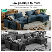 Linsy Home Oversized Modular Cloud Sectional Sofa with 2 Ottomans, 4 Seat Couches and Sofas Sectional with Versatile Console, Blue