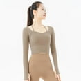 thumbnail image 4 of Camisas de Yoga de manga larga para mujer, camiseta holgada, Top corto, ropa deportiva para gimnasio, ropa deportiva, ropa de entrenamiento para mujer, 4 of 5