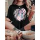 thumbnail image 1 of Camiseta informal de cuello redondo para mujer con estampado de corazón creativo y niña adorable. Top de manga corta a la moda. 100 % algodón. Tejido de punto de elasticidad media. Corte cómodo para t, 1 of 8