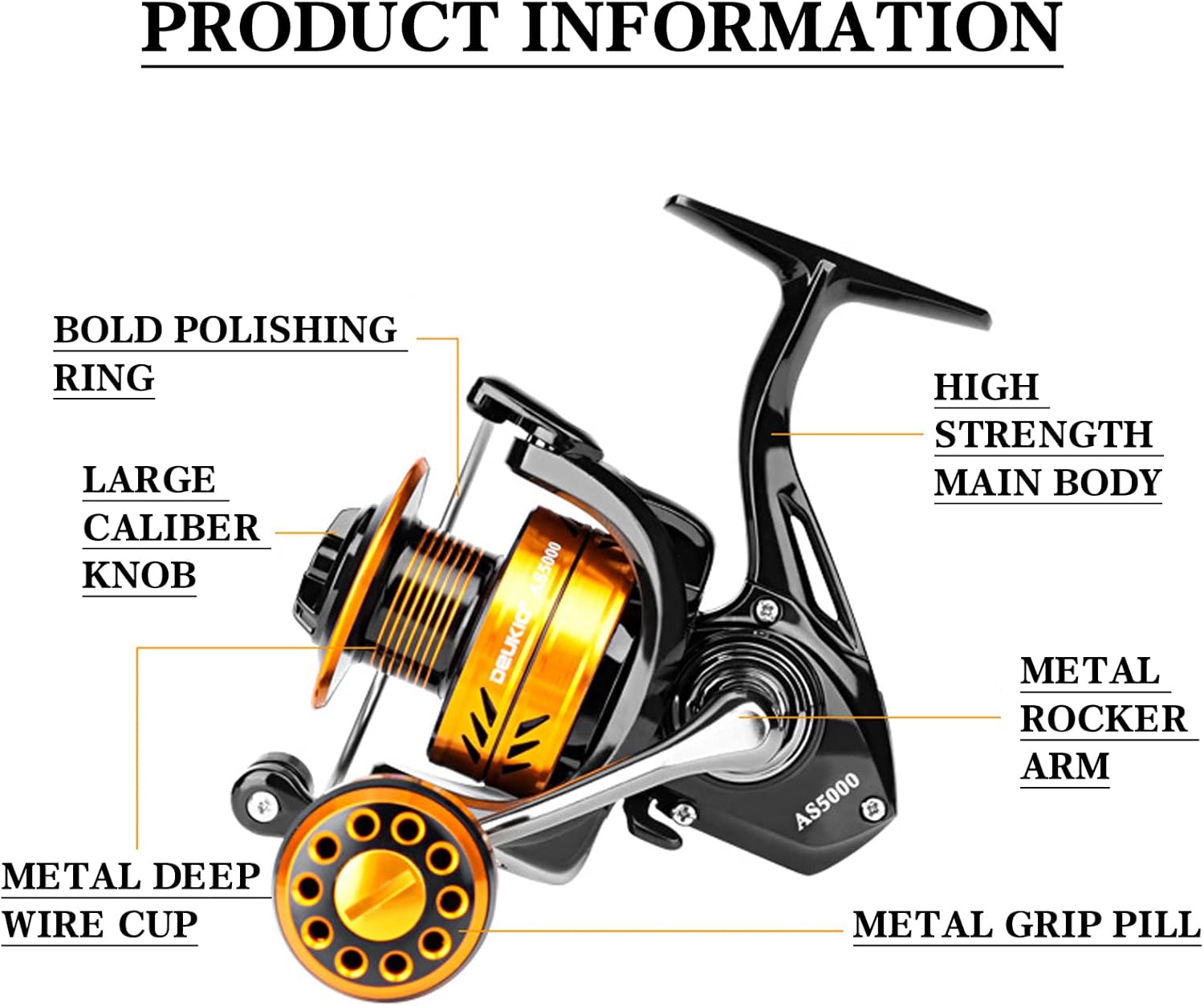 Spinning Reel, 2+1BB Ultra Lightweight Smooth Powerful Spinning Fishing Reels, 5.2:1/4.7:1 High Speed Gear Ratio