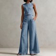 thumbnail image 6 of Clossjun Women's 2 Piece Casual Lounge Sets Sleeveless Tops & Wide-Leg Pants Sets Fall Wear Fashion Outfit Sets XL, 6 of 6