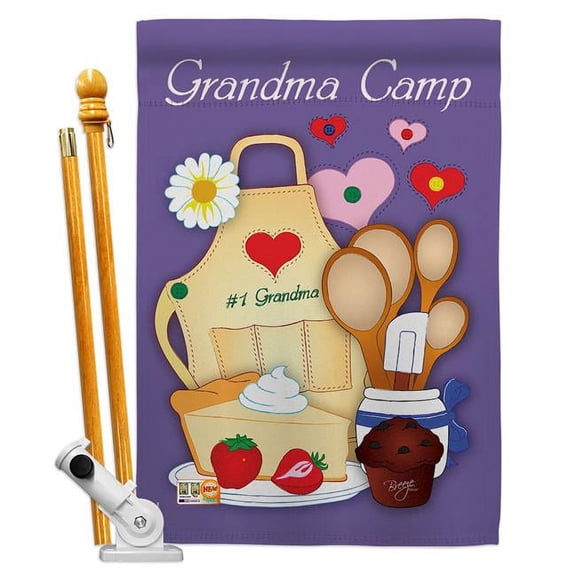 Breeze Decor BD-FY-HS-115055-IP-BO-D-US05-BD 28 x 40 in. Grandma Camp Special Occasion Family Impressions Decorative Vertical Double Sided House Flag Set with Pole Bracket & Hardware - Kris Duncan