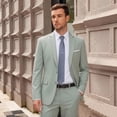 thumbnail image 5 of i·FineLong Men's Bamboo Green Slim-Fit Suit Set: Business Attire and Wedding Best Man Outfit—All-Season Style Includes Jacket and Pants, 5 of 5
