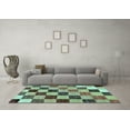 thumbnail image 3 of Ahgly Company Indoor Rectangle Checkered Light Blue Modern Area Rugs, 3' x 5', 3 of 4