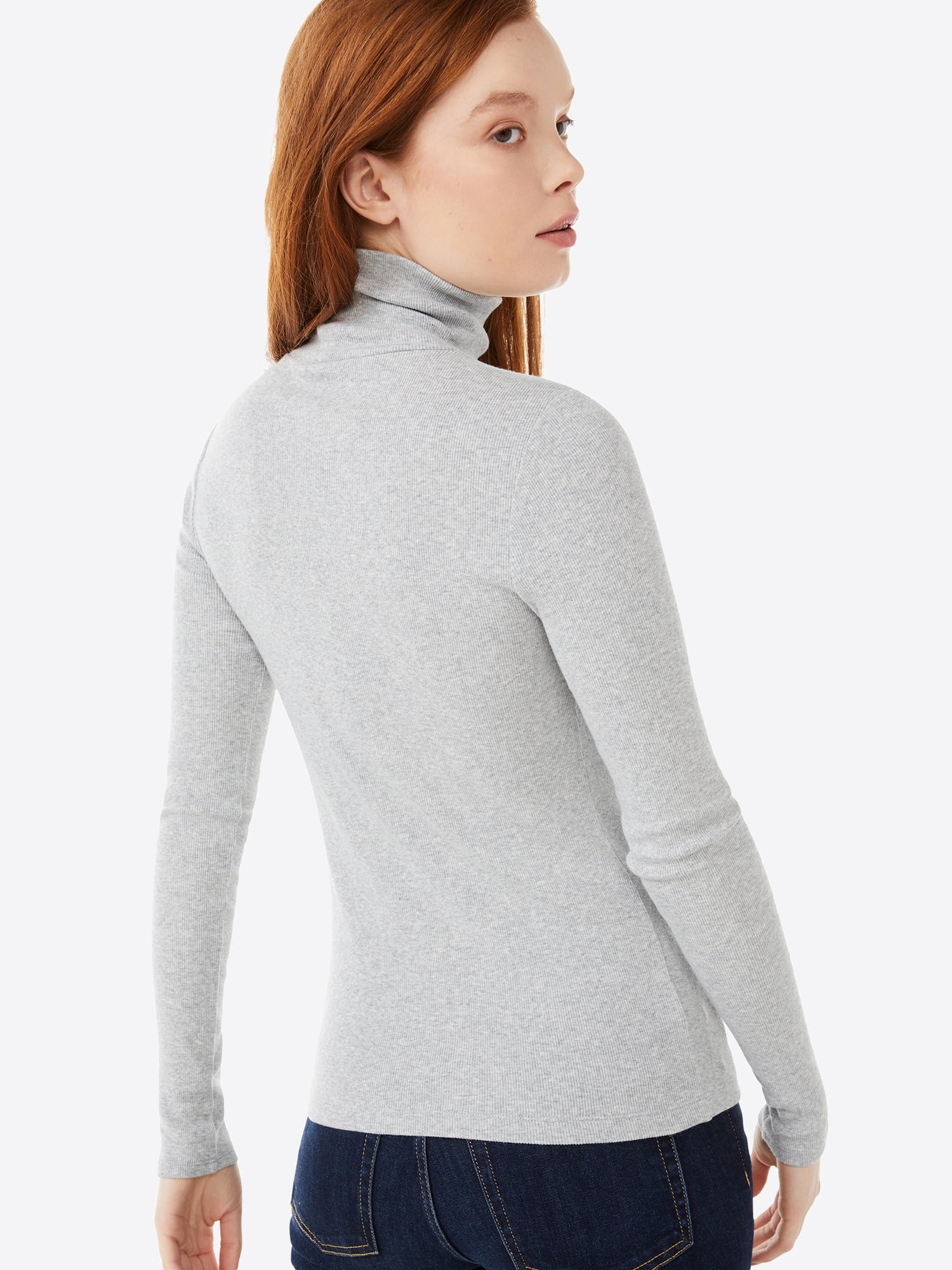 Free Assembly Women's Fine Rib Turtleneck Sweater, Lightweight