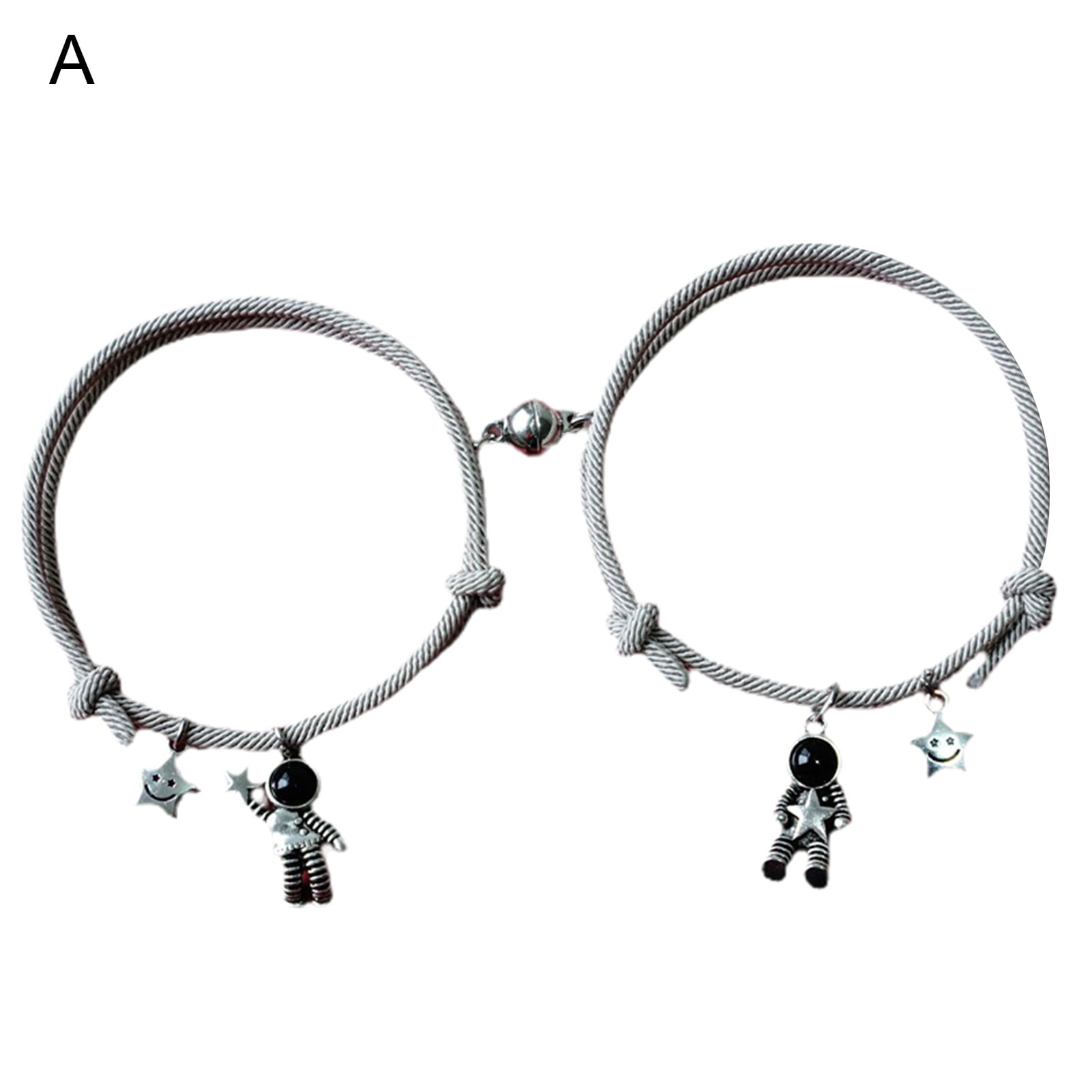 Charm Bracelets for Women 1 Pair Couple Bracelet High Toughness Cartoon Style Magnet Couple Bracelet with Astronaut Pendant for Women 
