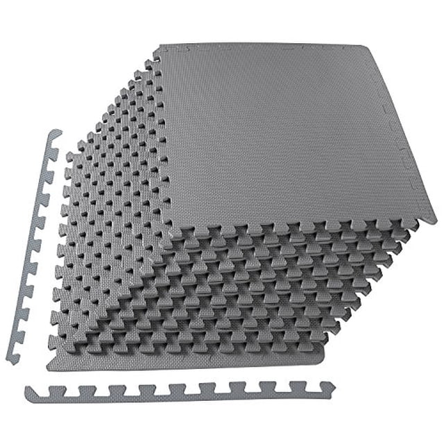 BalanceFrom Puzzle Exercise Mat with EVA Foam Interlocking Tiles (Gray)