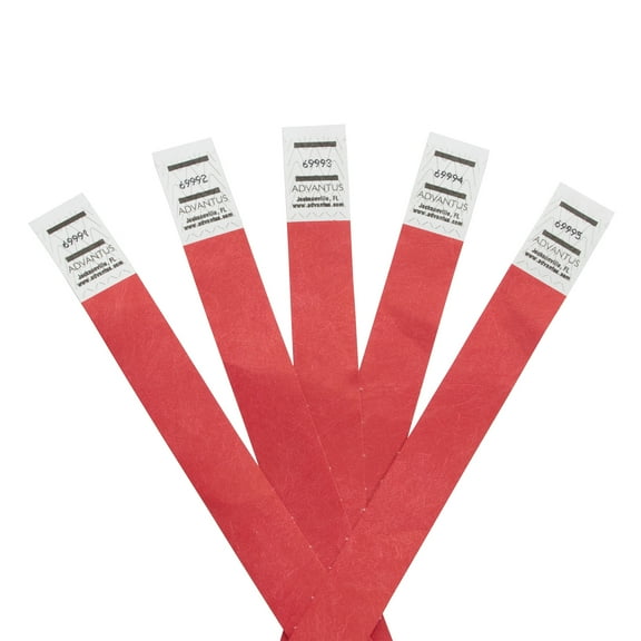 Advantus Tyvek Wristbands, Red, Pack of 500