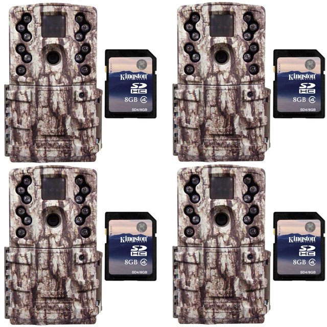 Moultrie Low Glow 12 MP AC20 Long Range IR Trail Game Camera (4) + 4 SD