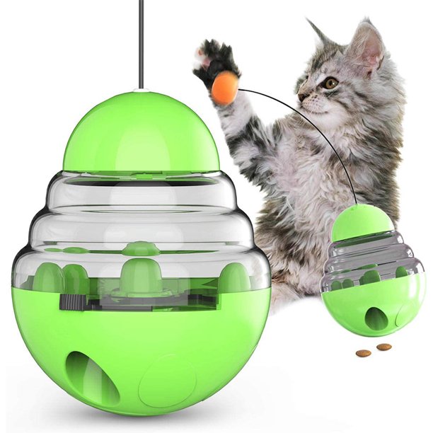 Pet Rocking Leaky Ball Tumbler Funny Cat Stick-Shaking Green Xemadio 2034919-3