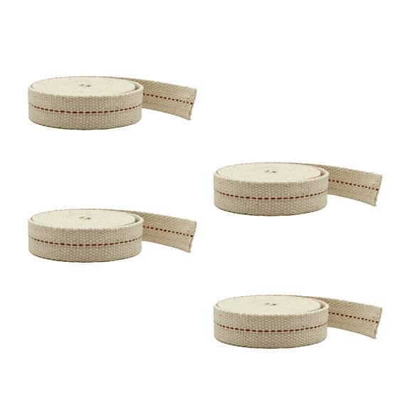 Light of Mine: 3/4" Inch 6' Foot, 100% Cotton Flat Wick - 4 Pack, for Paraffin Oil, Kerosene Based Lanterns, and Oil Lamps with Genuine Red Stitch