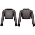 thumbnail image 4 of LiiYii Chandail en Molleton pour Filles Adolescentes Résille Manches Longues Chemise Chandail Hip Hop Danse de Rue Noir 6, 4 of 7