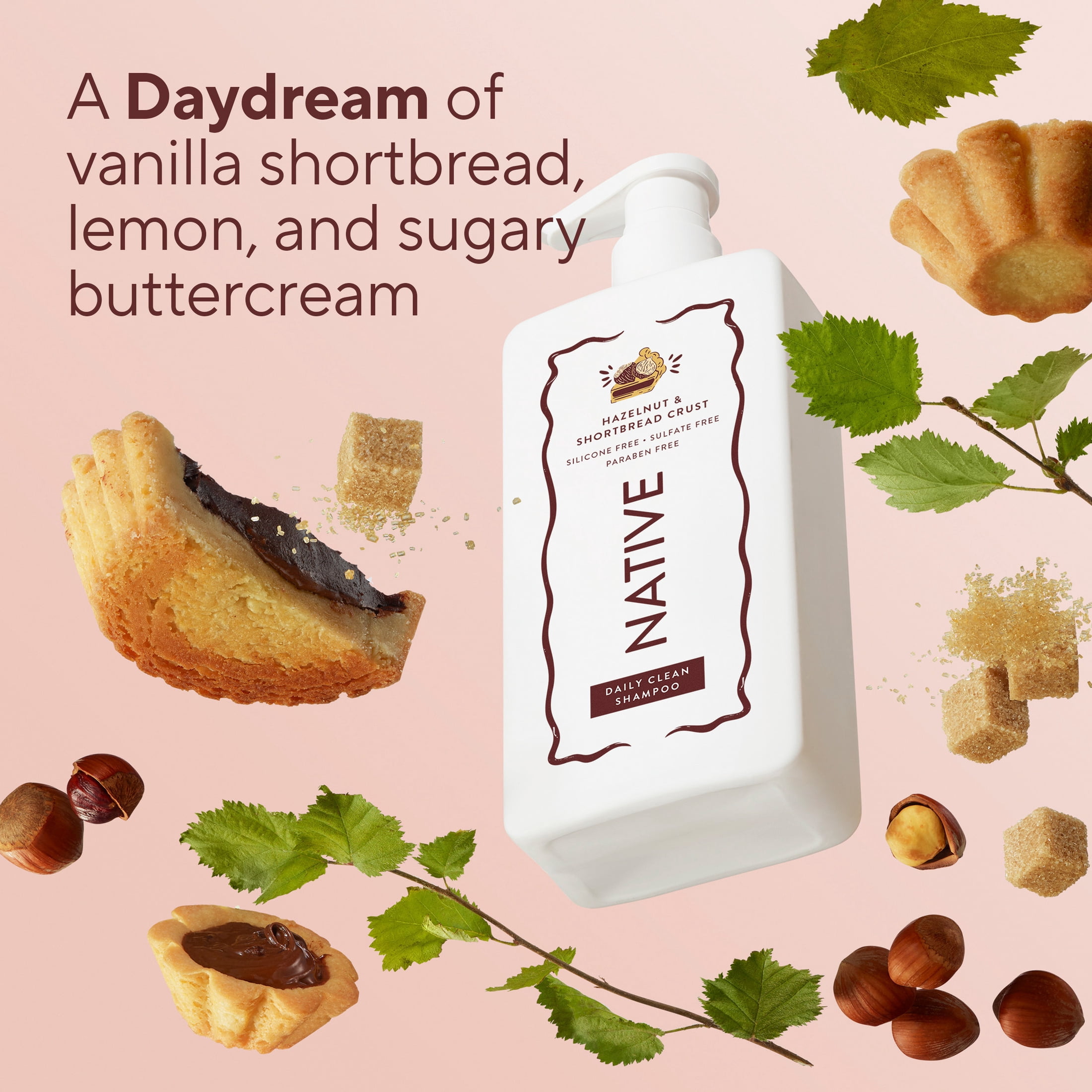 Native Daily Clean Shampoo, Hazelnut & Shortbread Crust, Silicone and Sulfate Free, 16.5 fl oz