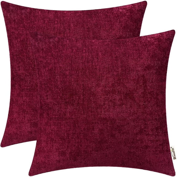 Throw Pillow Covers 18x18 Inches - Burgundy Pillow Covers Pack of 2, Dyed Soft Pillow Cases for Couch Sofa Bed Home Decoration