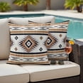 thumbnail image 4 of Orange Boho Outdoor Waterproof Pillow Covers, Southwestern Ethnic Aztec Retro Geometric Decorative Square Throw Pillowcase Sofa Cushion Sham for Patio/Couch/Chair, 26"x26" 2 Pack, 4 of 8
