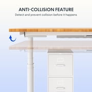 FLEXISPOT 55x28 Dual Motors 3-Stage Height Adjustable Standing Desk Ergonomic Home Office Sit Stand Desk with USB Port, Bamboo Rectangle Desktop White Oval Frame
