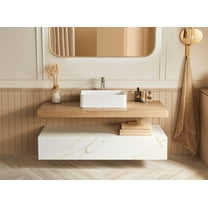 Modern Bathroom Vanity 20" x 14" Solid Surface Vessel Bathroom Sink Basin in Matte White,Wooden Bathroom Vanity