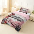 thumbnail image 2 of Homewish Ink Wash Cherry Blossom Twin Comforter Sets,Japanese Style Bedding Set,Pink Red,Pink Reversible,2pcs,1 Comforter and 1 Pillowcase, 2 of 7