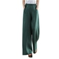 thumbnail image 2 of Babysbule Pants for Women Casual Loose Pants High Waist Solid Cotton Linen Side Drawstring Belt Wide Leg Pants, 2 of 6