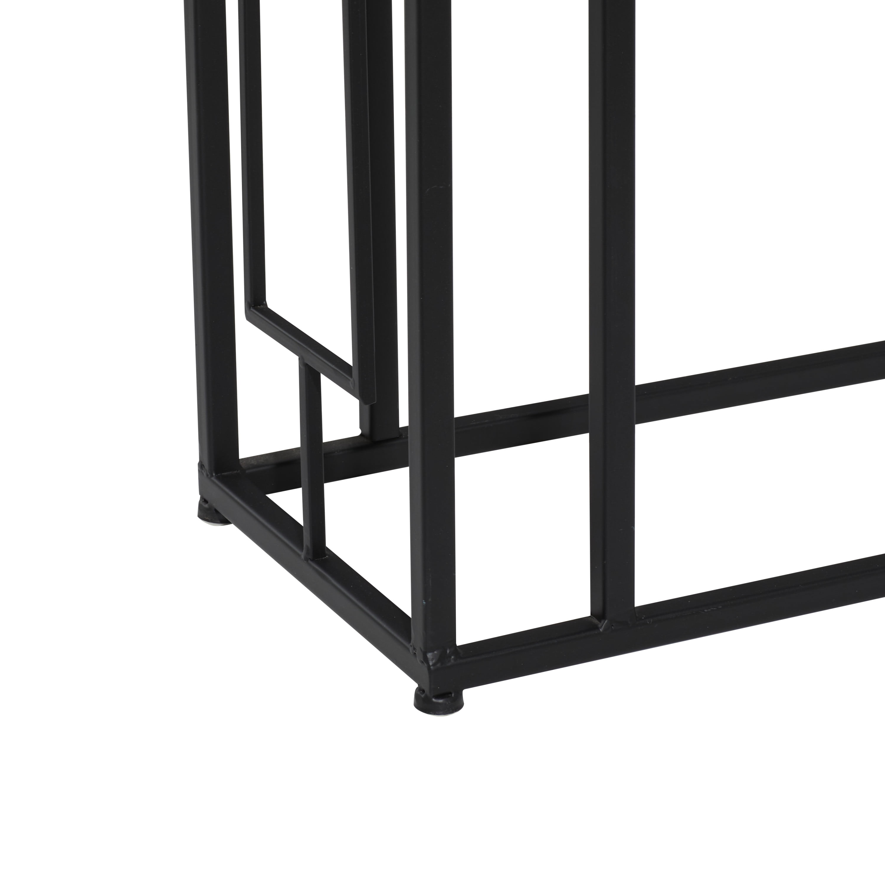 DecMode 19" x 26" Dark Brown Wood C-Shaped Accent Table with Black Metal Base, 1-Piece